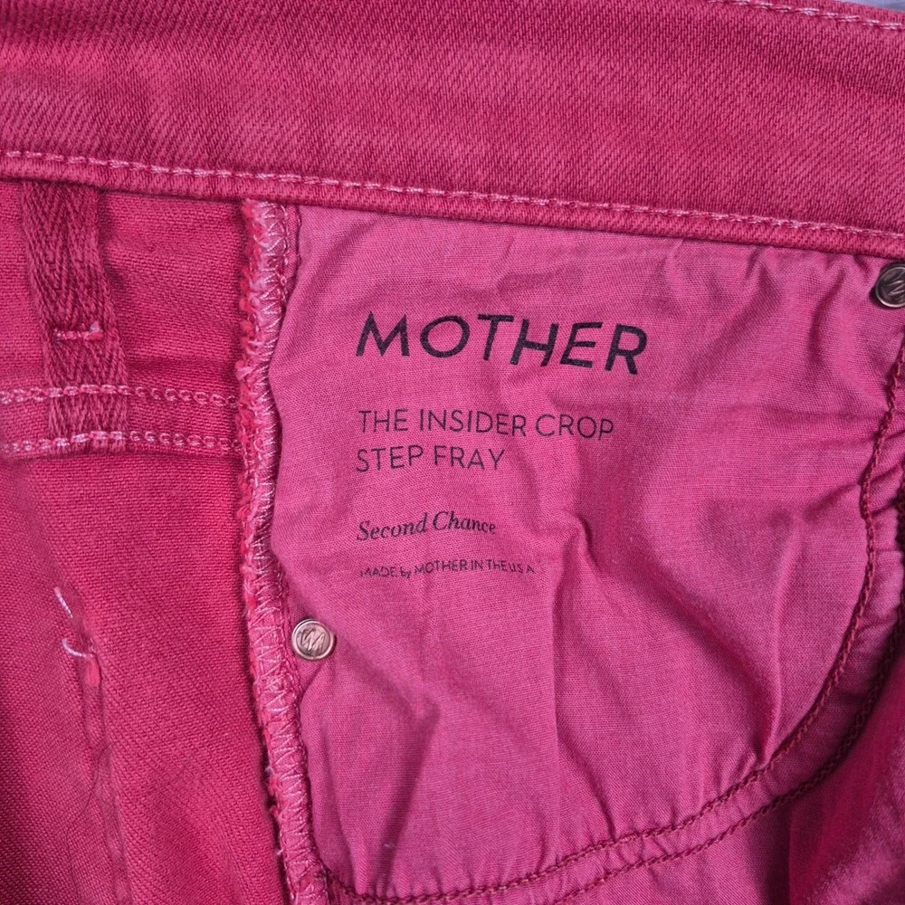 Mother The Insider Crop Step Fray Jeans Hot Rod Red 30 Womens Bootcut